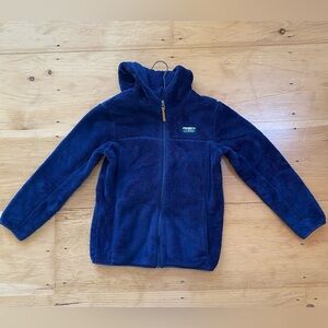 LL Bean Kids' Navy Blue Hi-Pile Fleece Full Zip Hooded Jacket